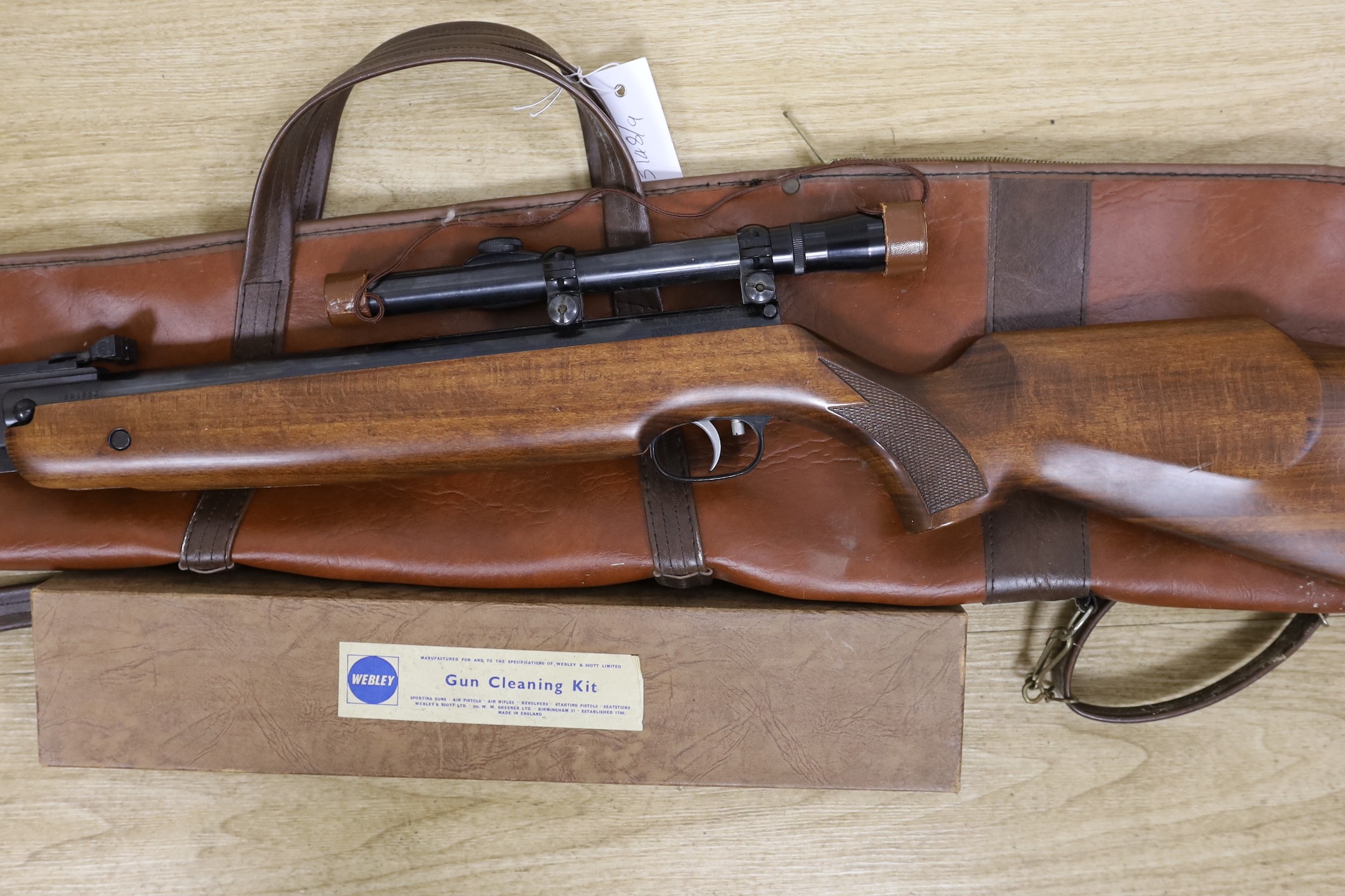 A Weirauch HW 95 .22 calibre air rifle with Picar 2 3/4 x 64 scope and slip case.